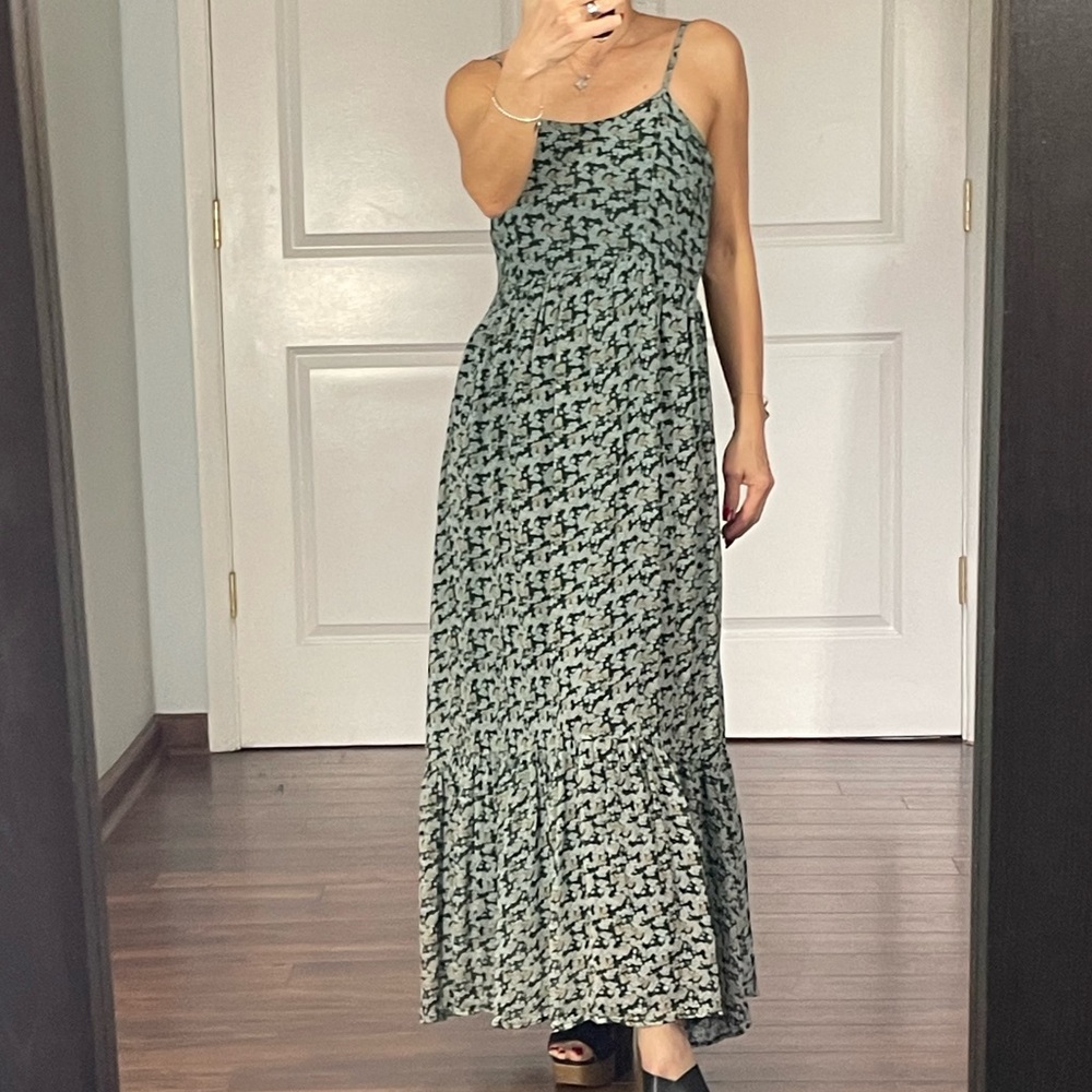 Wray Green Floral Cottagecore Maxi Dress size M